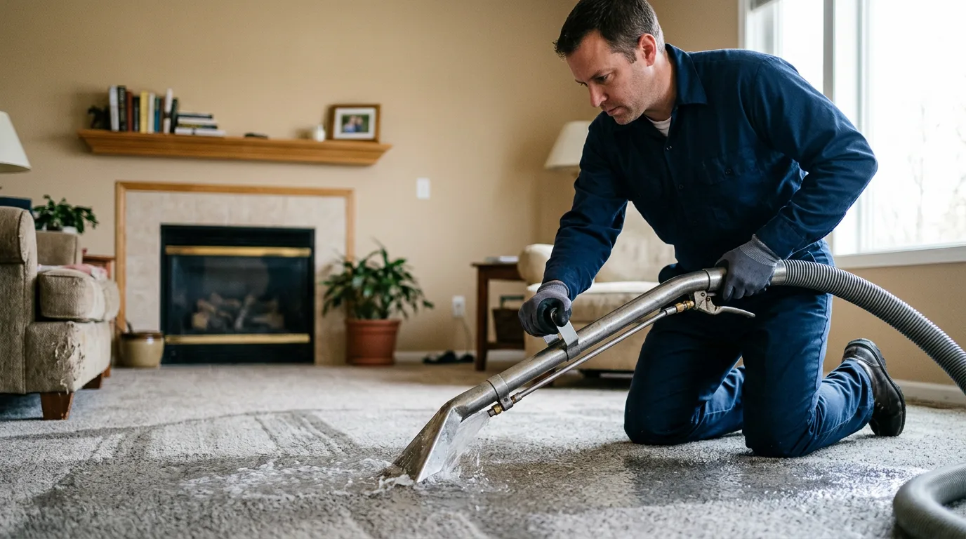 Water damage restoration technician working near Okawville, IL